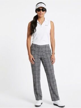 IZOD Swingflex XFG Golf Pants Size 10 Black Grey Plaid Stretch EUC